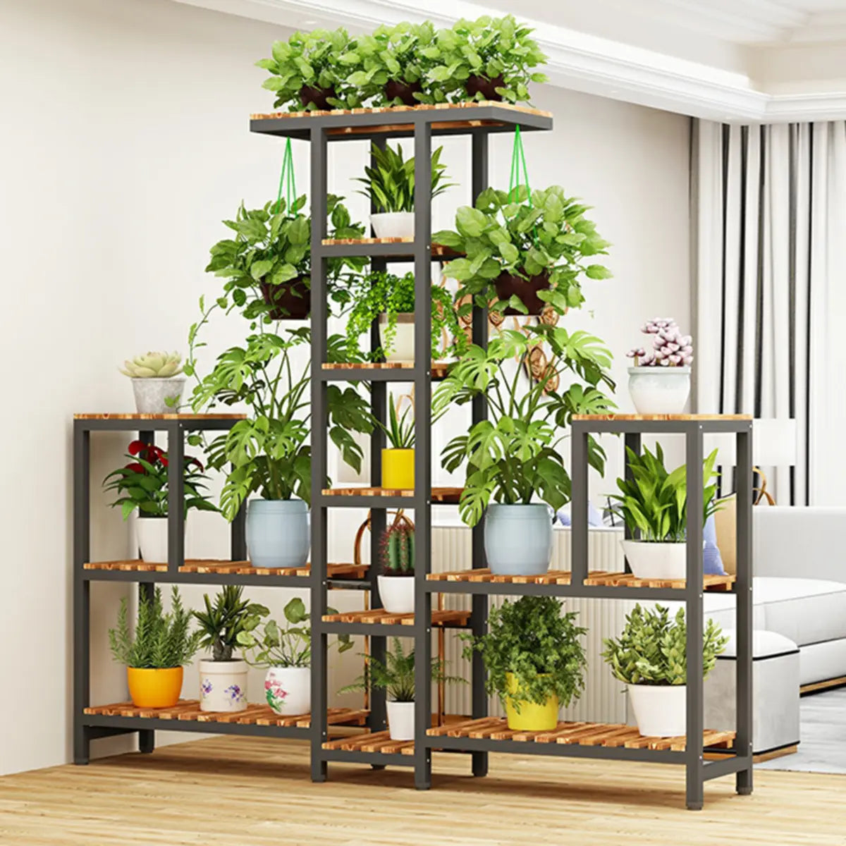 Rectangle Metal Indoor Large Crate Plant Stand Brown Image - 1