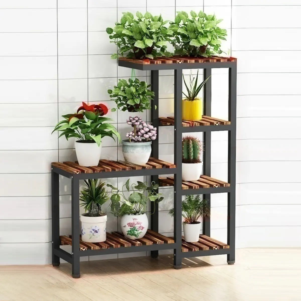 Rectangle Metal Indoor Large Crate Plant Stand Brown Image - 2