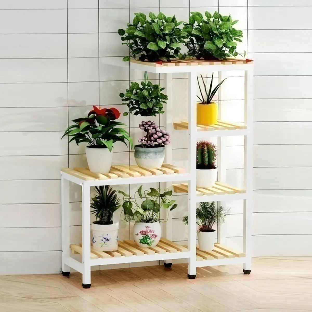 Rectangle Metal Indoor Large Crate Plant Stand Brown Image - 3