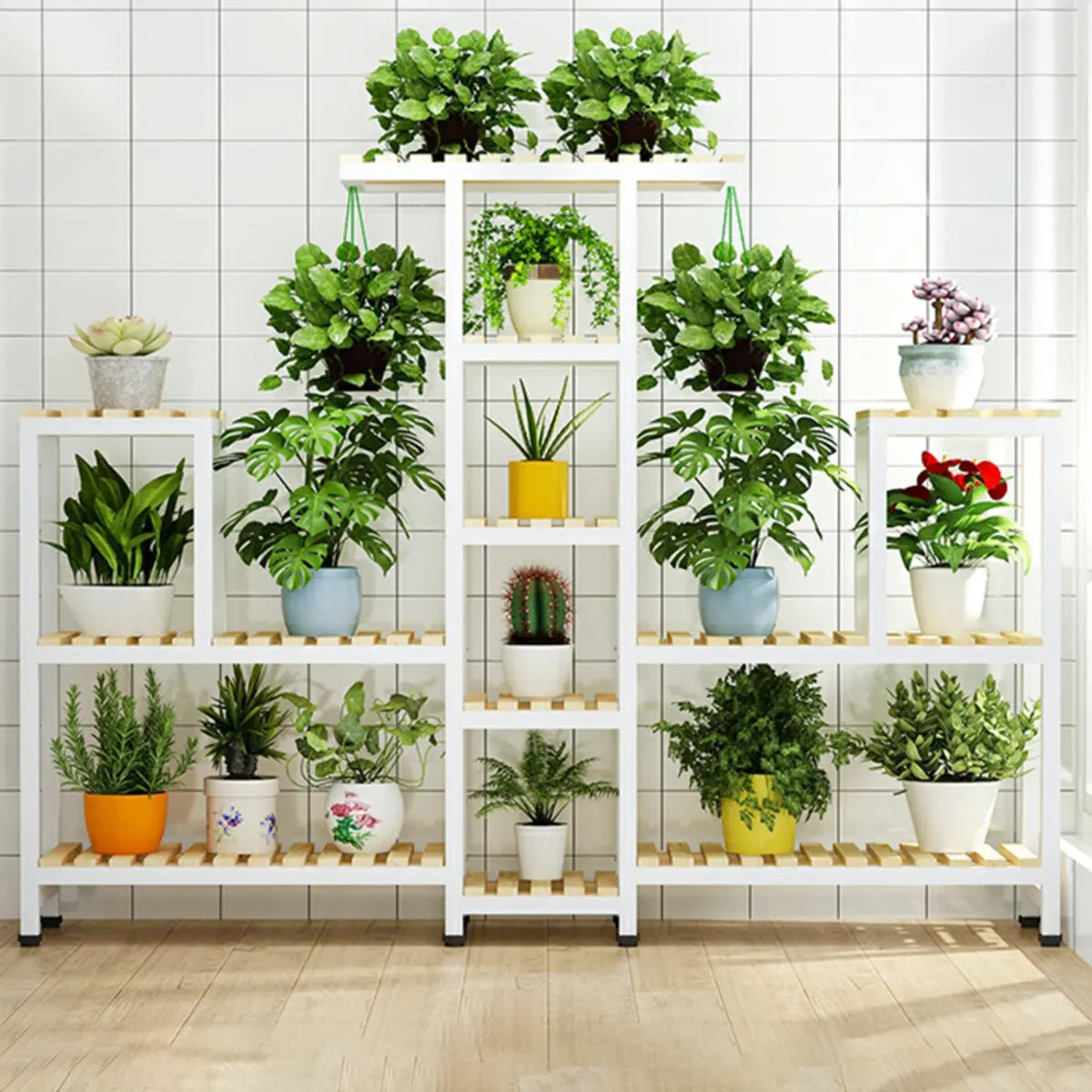 Rectangle Metal Indoor Large Crate Plant Stand Brown Image - 4