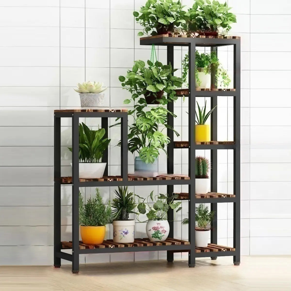 Rectangle Metal Indoor Large Crate Plant Stand Brown Image - 5