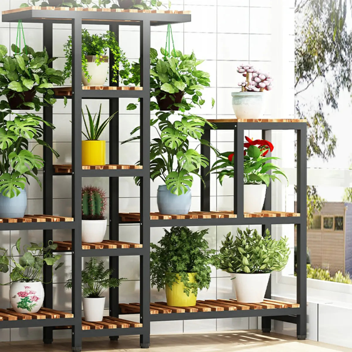 Rectangle Metal Indoor Large Crate Plant Stand Brown Image - 8