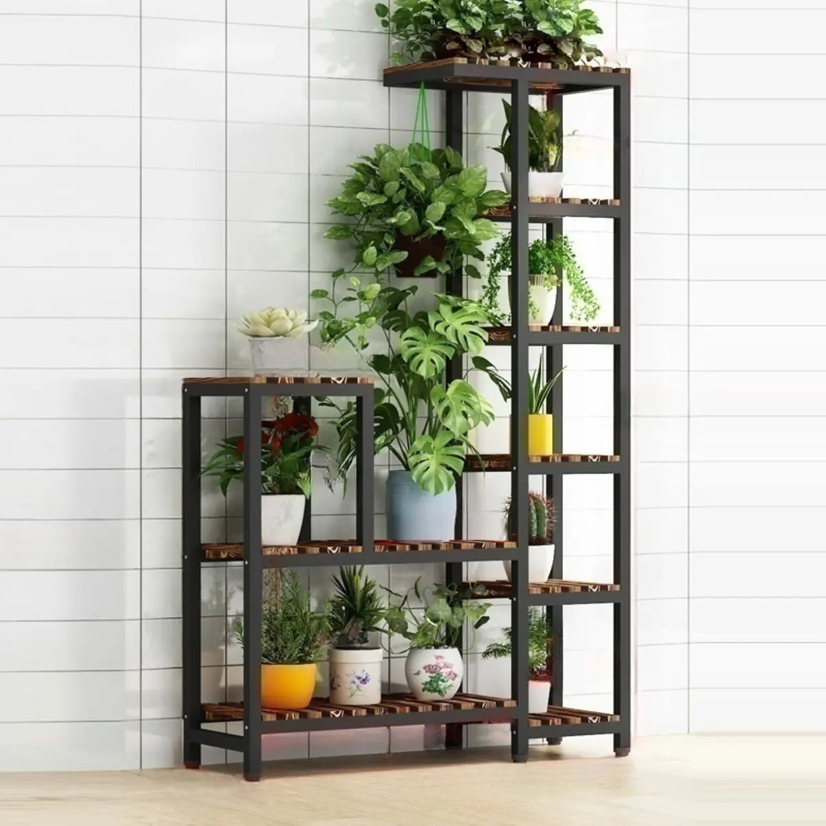 Rectangle Metal Indoor Large Crate Plant Stand Brown Image - 9
