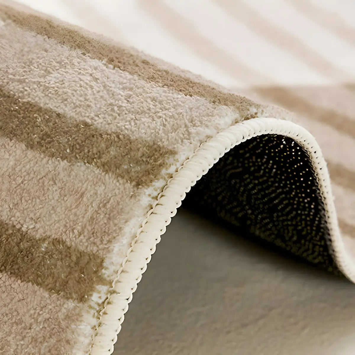 Rectangle Modern Abstract Polyester Camel Area Rug Image - 12