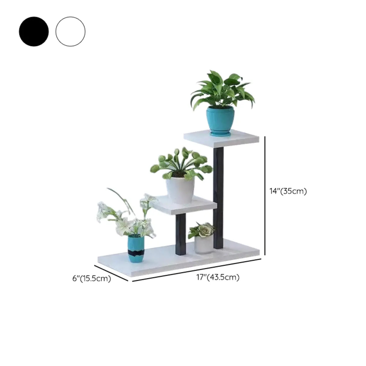 Rectangle Multi-Tier Wood Floor Tray Plant Stand White Image - 11