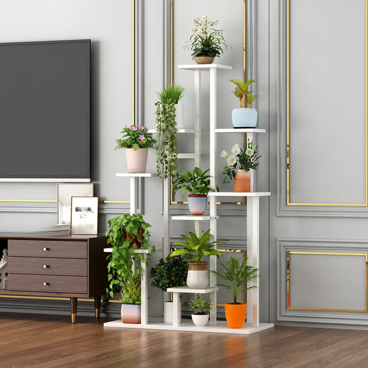 Rectangle Wood Floor Multi-Tiers Storage Plant Stand Image - 11