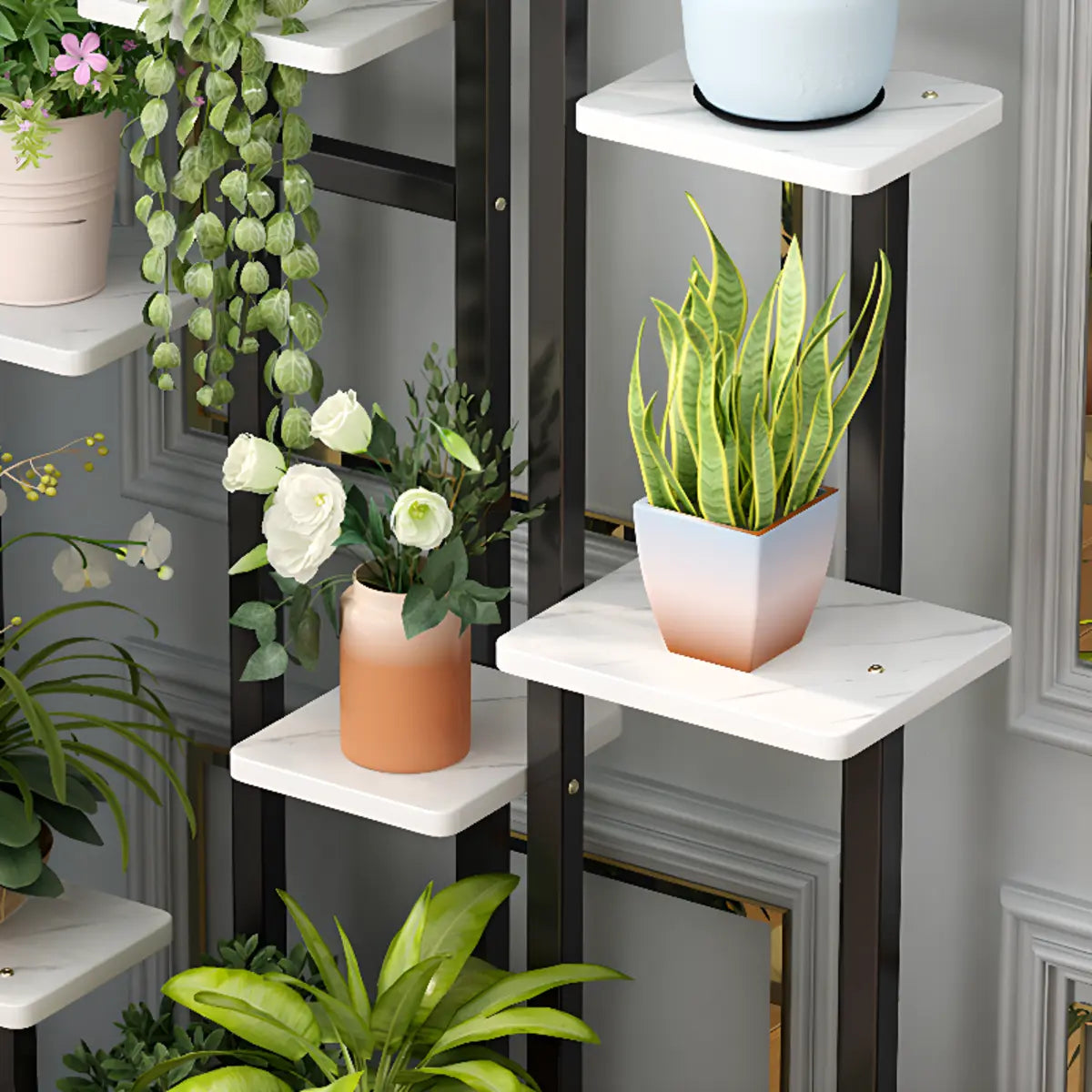 Rectangle Wood Floor Multi-Tiers Storage Plant Stand Image - 14