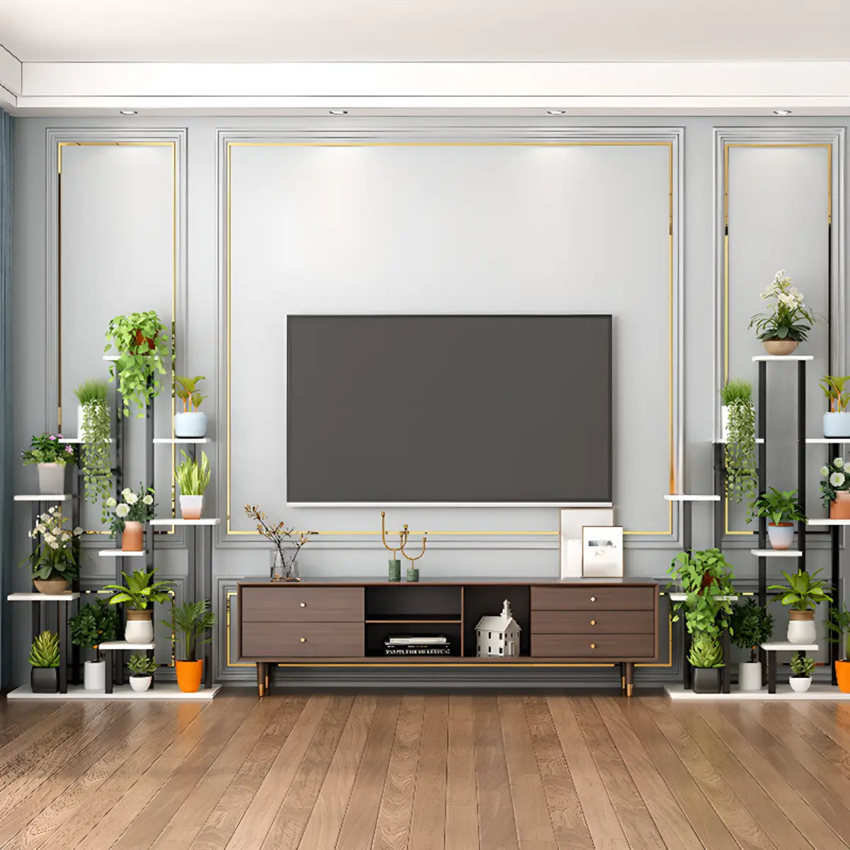 Rectangle Wood Floor Multi-Tiers Storage Plant Stand Image - 4