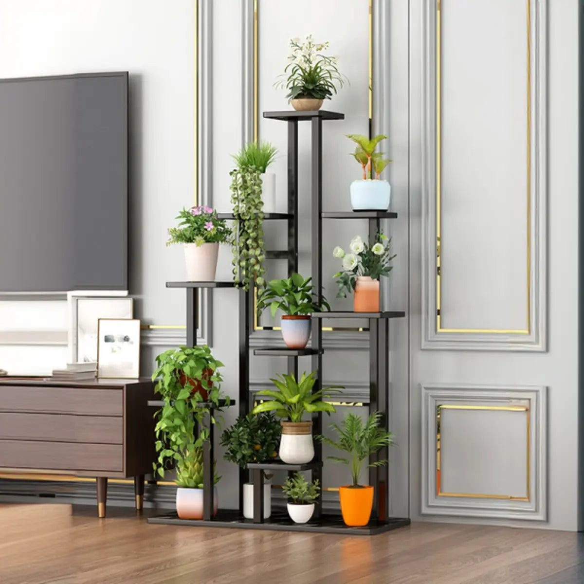 Rectangle Wood Floor Multi-Tiers Storage Plant Stand Image - 7