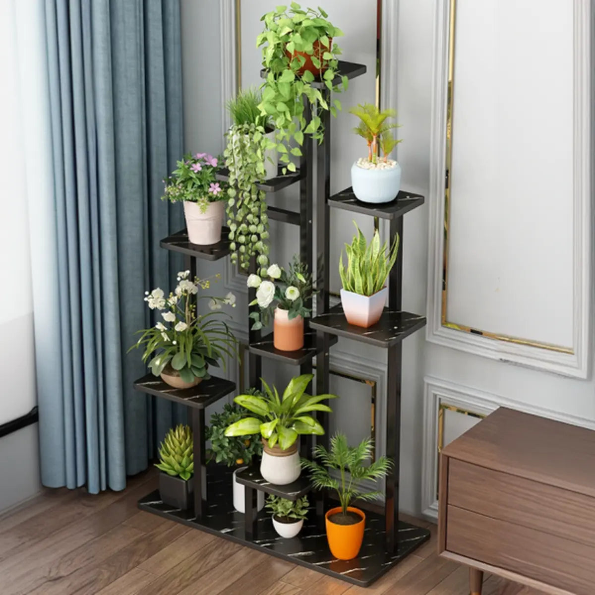 Rectangle Wood Floor Multi-Tiers Storage Plant Stand Image - 8