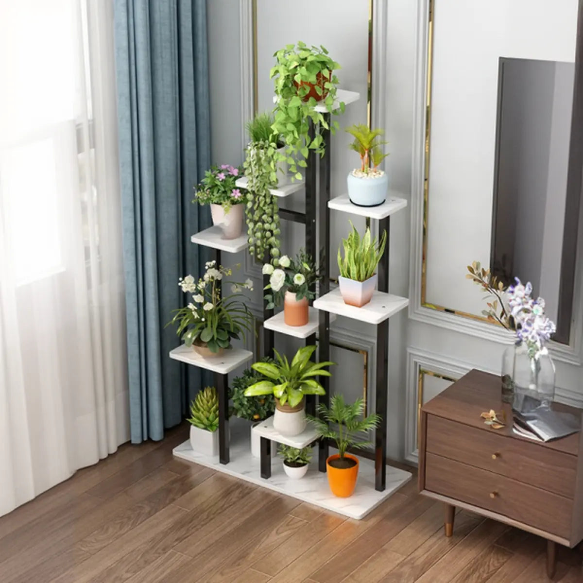 Rectangle Wood Floor Multi-Tiers Storage Plant Stand Image - 9