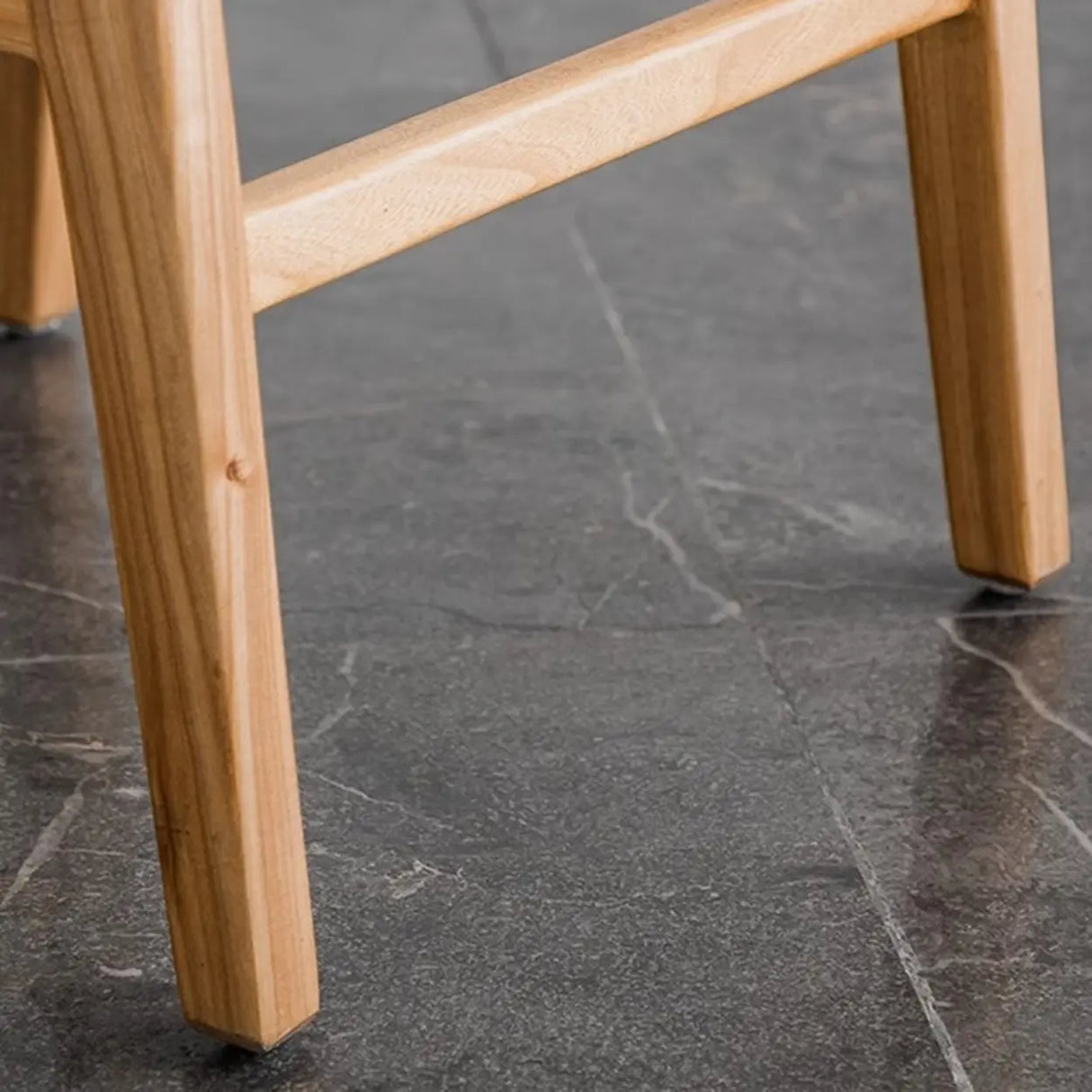 Rectangle Wood Leather Woven Bar Stool with Footrest Image - 9