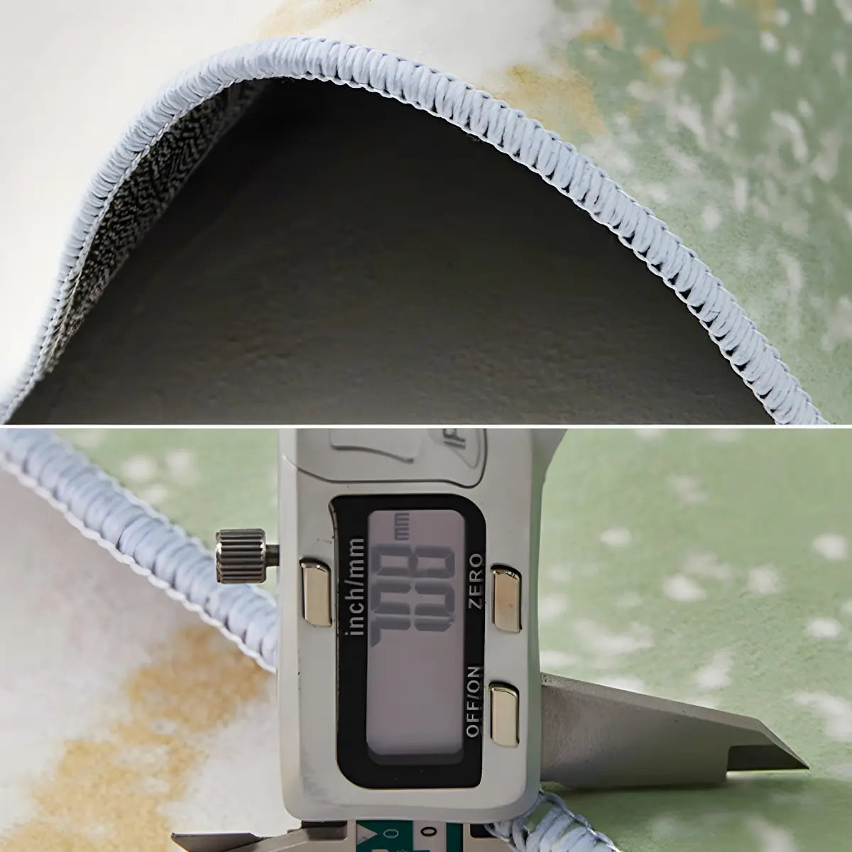 Rectangular Abstract Beige-Green Polyester Area Rug Image - 6