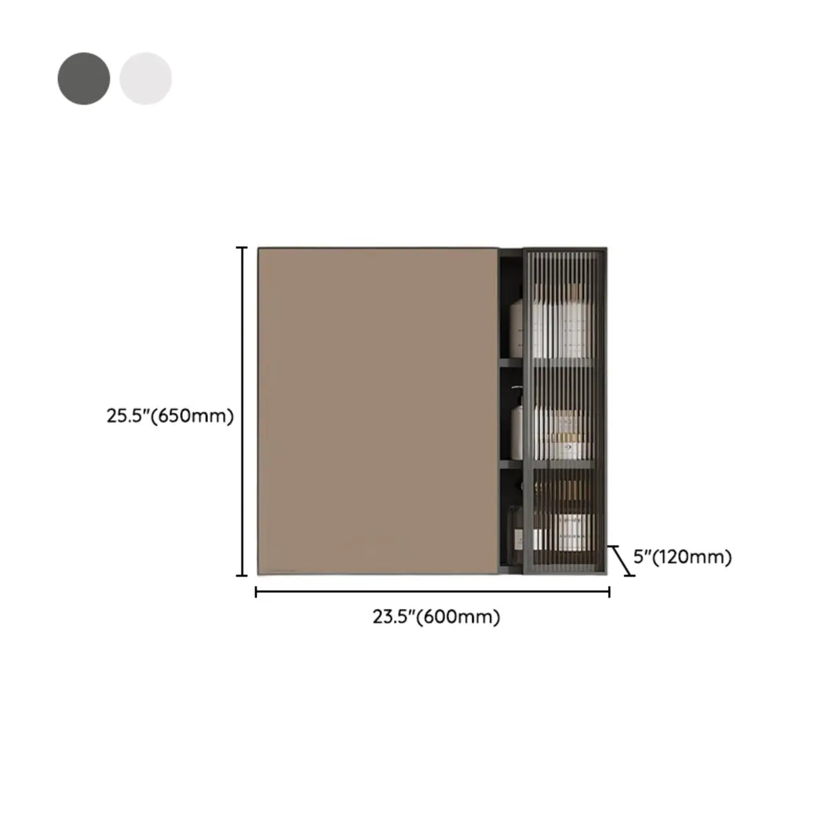 Rectangular Aluminum Beige Mirror Medicine Cabinet