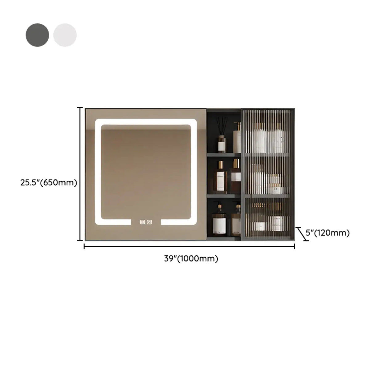 Rectangular Aluminum Beige Mirror Medicine Cabinet Image - 22