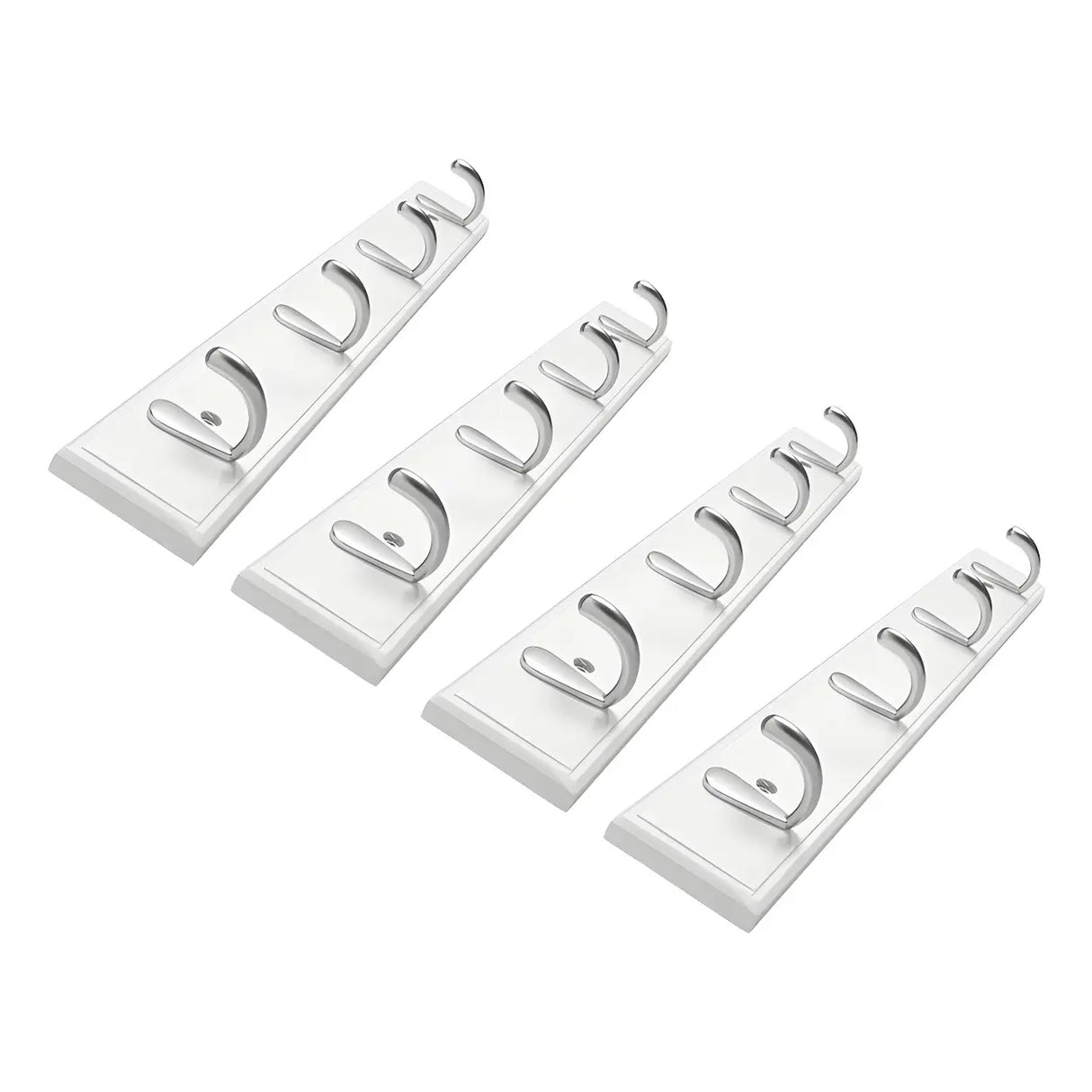 Rectangular Bamboo Wood Wall-Mounted Coat Rack with Hooks Image - 12