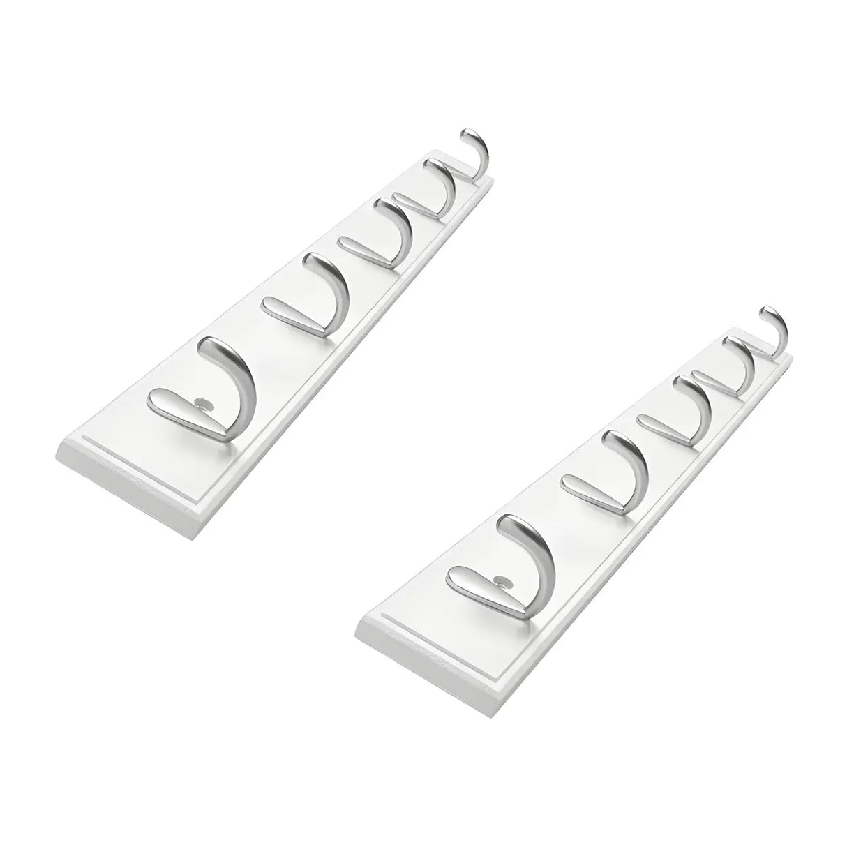 Rectangular Bamboo Wood Wall-Mounted Coat Rack with Hooks Image - 16