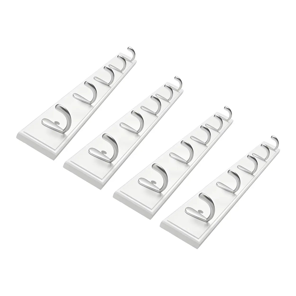 Rectangular Bamboo Wood Wall-Mounted Coat Rack with Hooks Image - 17