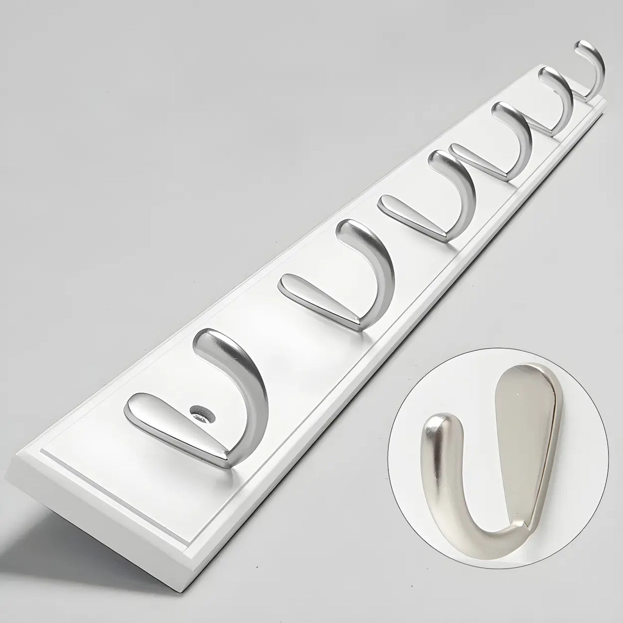 Rectangular Bamboo Wood Wall-Mounted Coat Rack with Hooks Image - 19