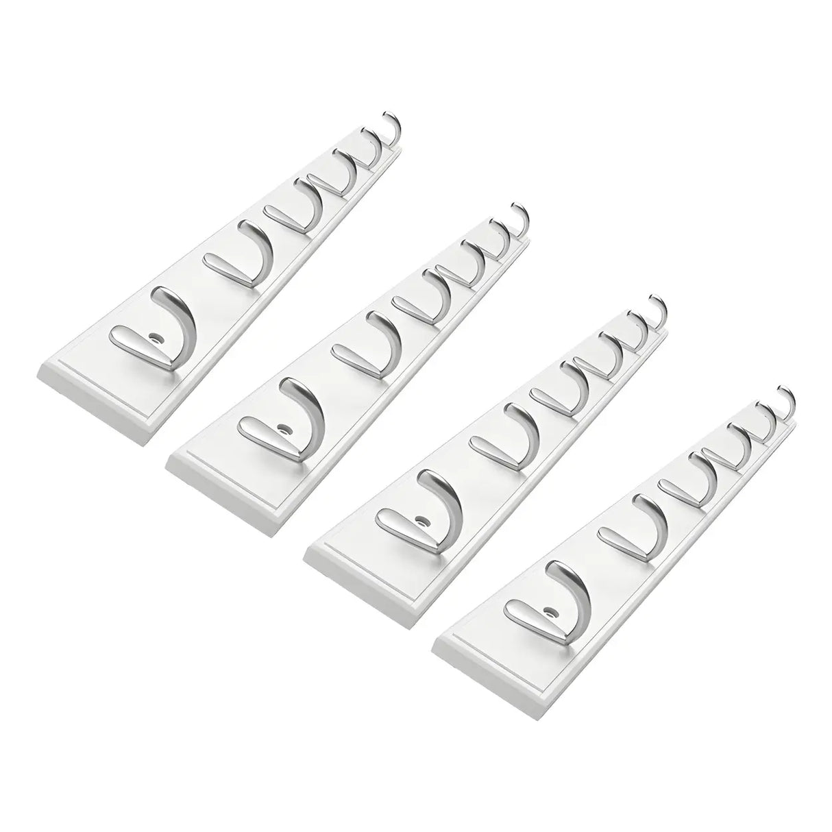 Rectangular Bamboo Wood Wall-Mounted Coat Rack with Hooks Image - 23