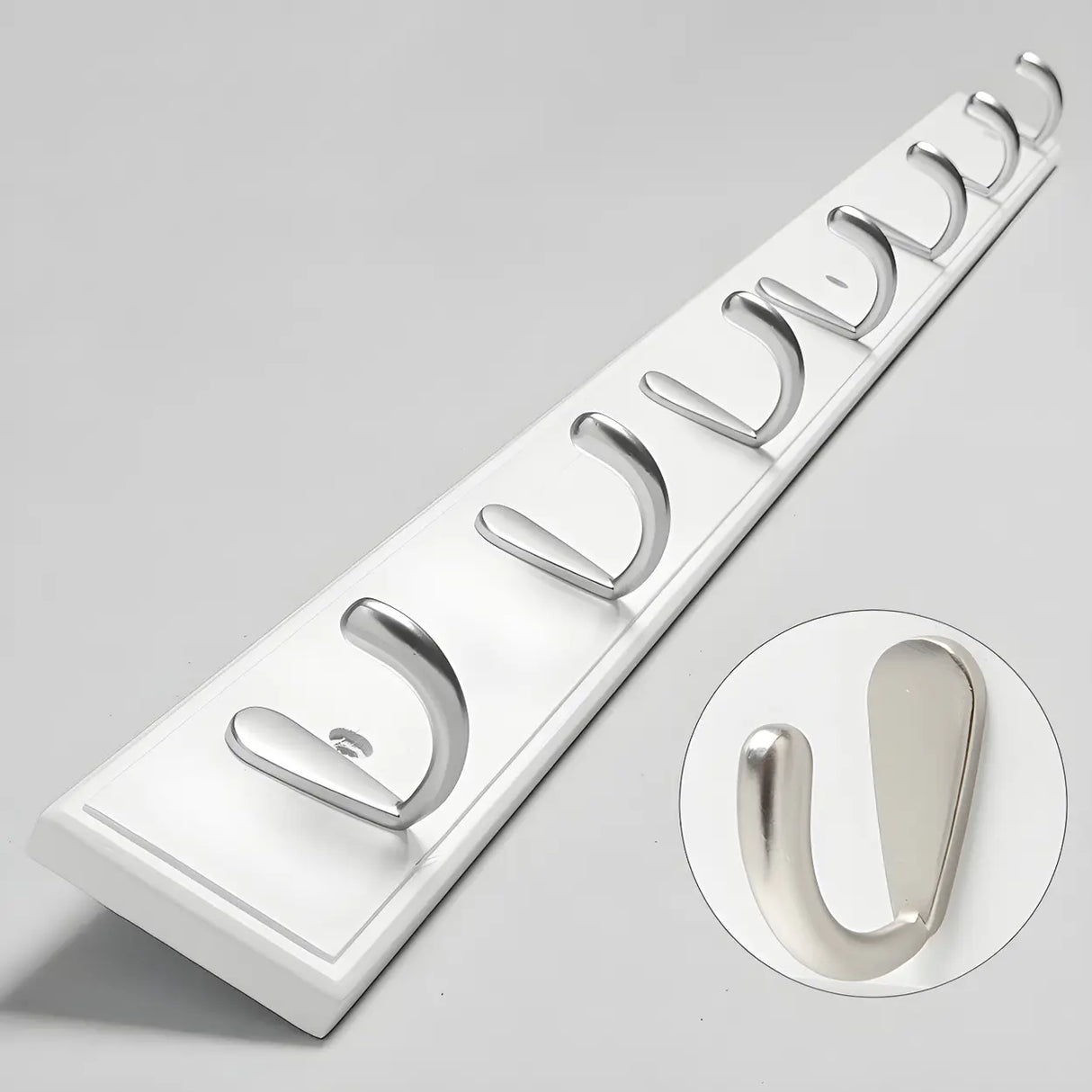 Rectangular Bamboo Wood Wall-Mounted Coat Rack with Hooks Image - 25