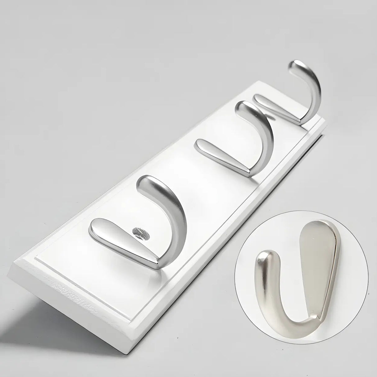 Rectangular Bamboo Wood Wall-Mounted Coat Rack with Hooks Image - 2