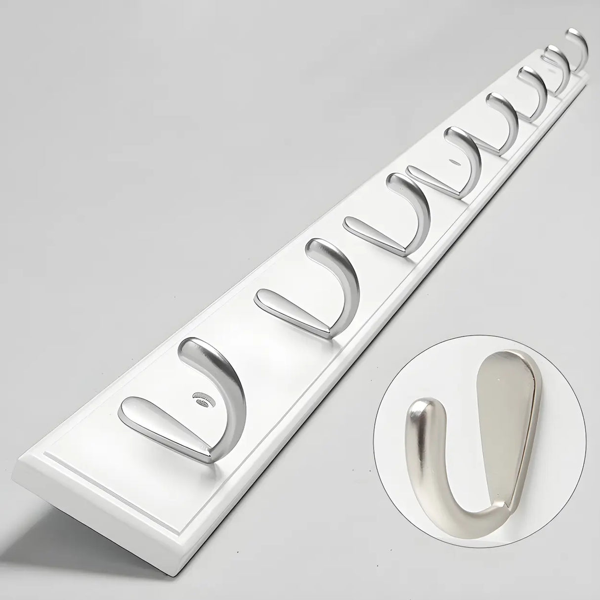 Rectangular Bamboo Wood Wall-Mounted Coat Rack with Hooks Image - 31