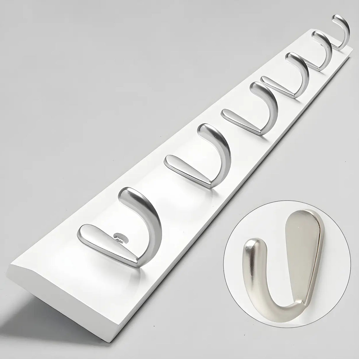 Rectangular Bamboo Wood Wall-Mounted Coat Rack with Hooks Image - 34