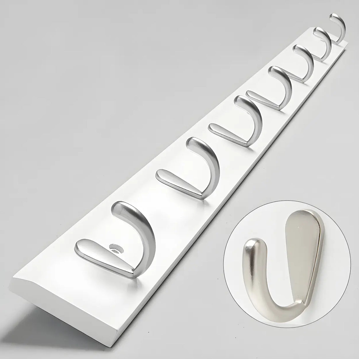 Rectangular Bamboo Wood Wall-Mounted Coat Rack with Hooks Image - 37