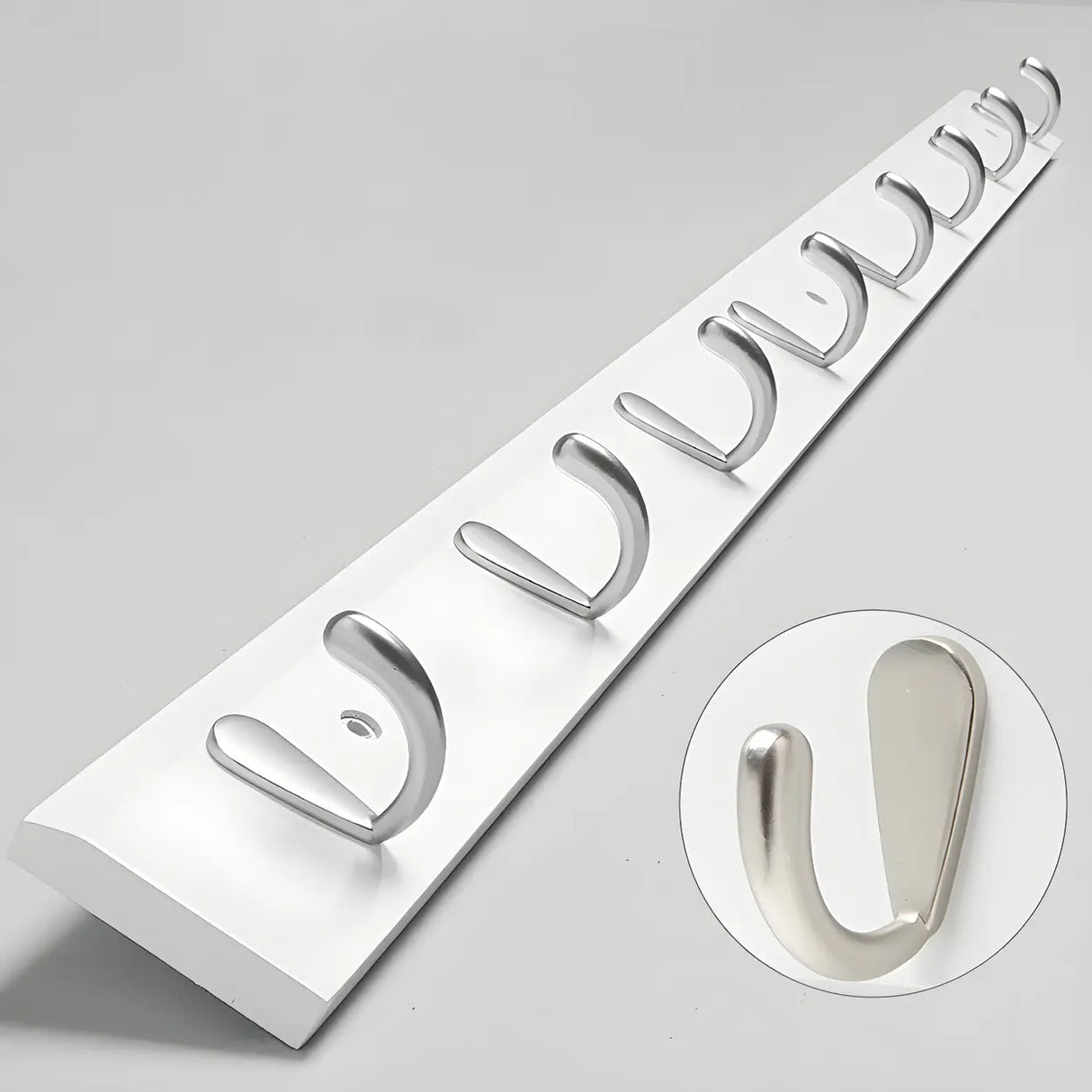 Rectangular Bamboo Wood Wall-Mounted Coat Rack with Hooks Image - 40