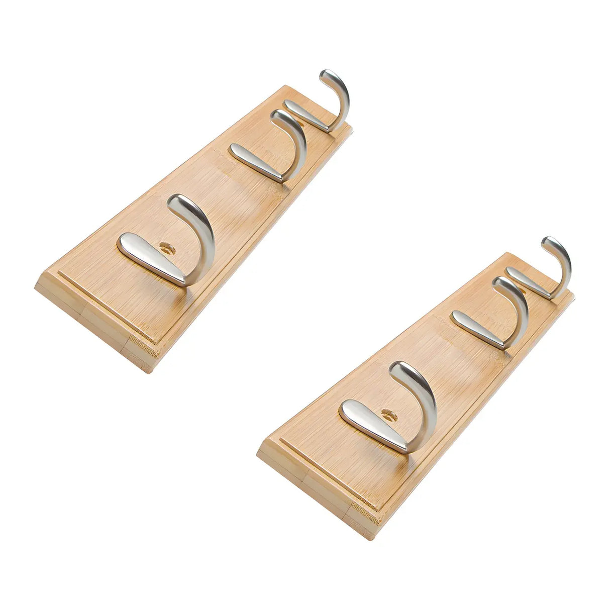 Rectangular Bamboo Wood Wall-Mounted Coat Rack with Hooks Image - 44