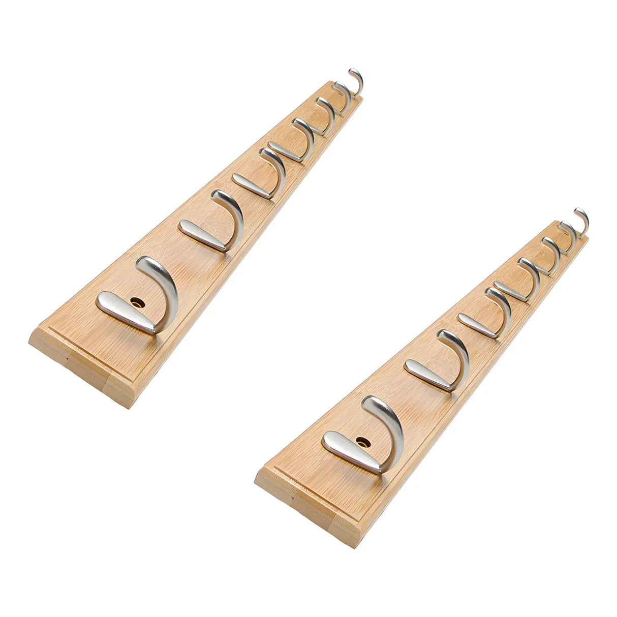 Rectangular Bamboo Wood Wall-Mounted Coat Rack with Hooks Image - 56