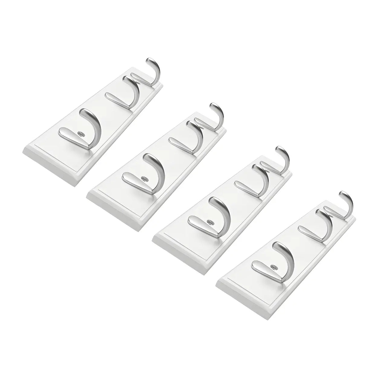 Rectangular Bamboo Wood Wall-Mounted Coat Rack with Hooks Image - 5