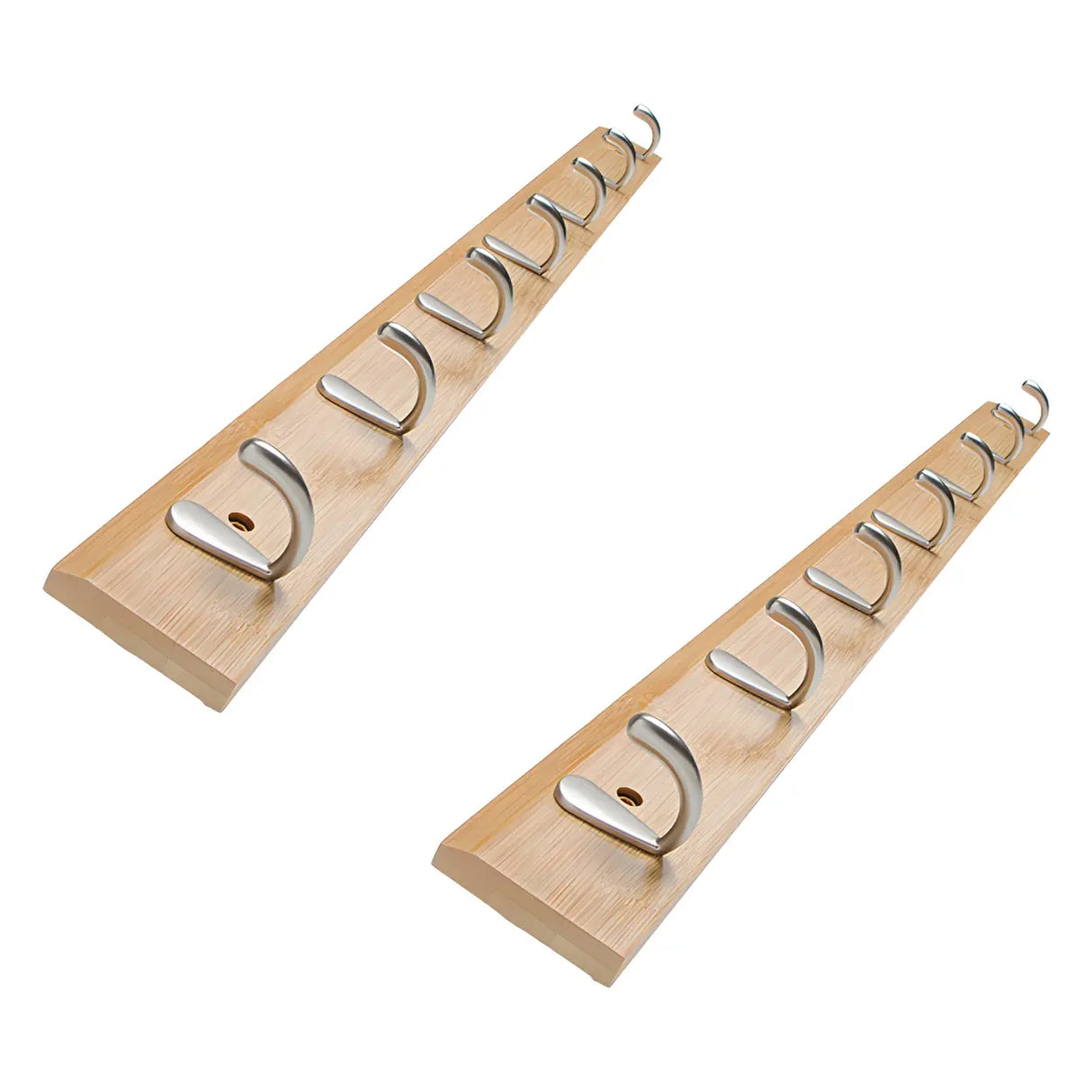 Rectangular Bamboo Wood Wall-Mounted Coat Rack with Hooks Image - 71