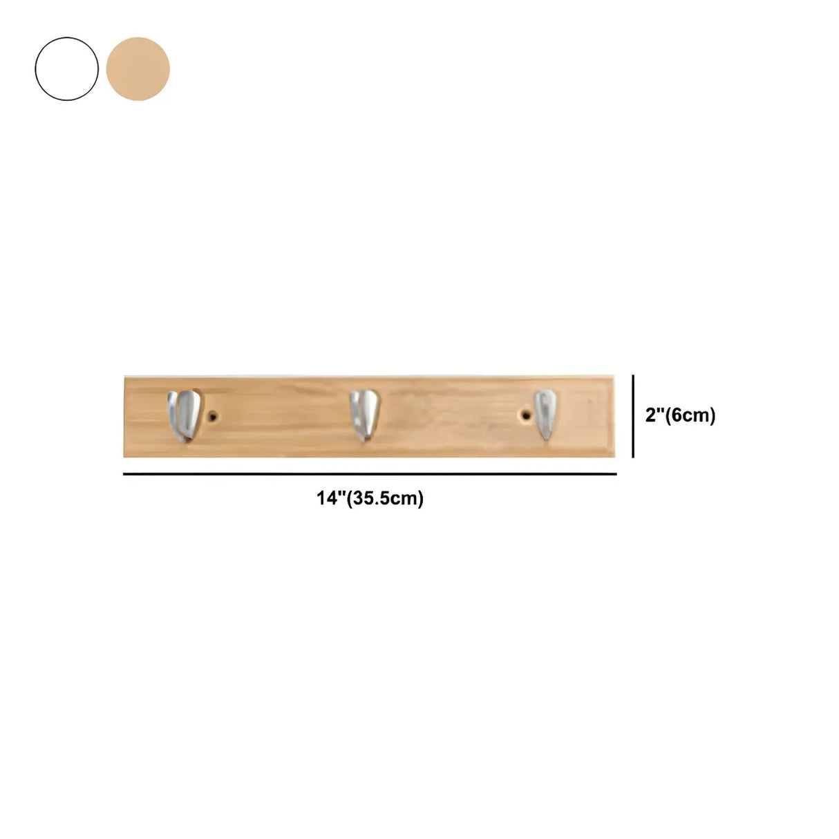 Rectangular Bamboo Wood Wall-Mounted Coat Rack with Hooks
