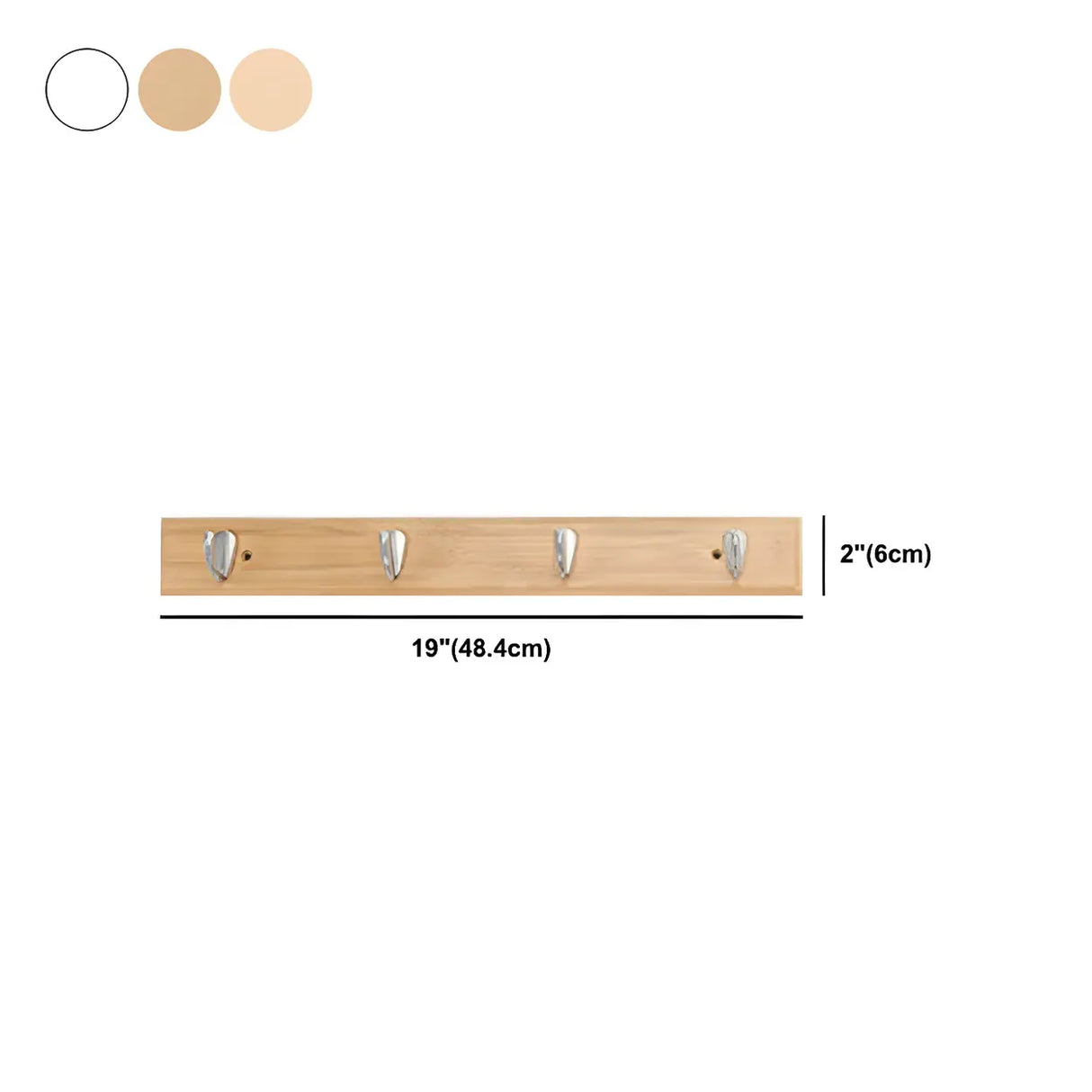 Rectangular Bamboo Wood Wall-Mounted Coat Rack with Hooks Image - 77