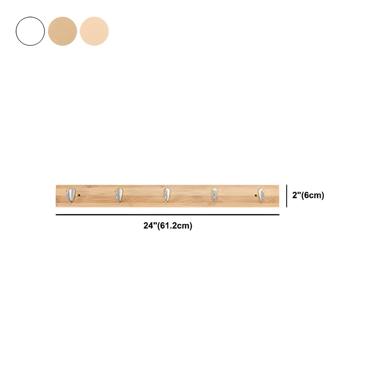 Rectangular Bamboo Wood Wall-Mounted Coat Rack with Hooks Image - 78