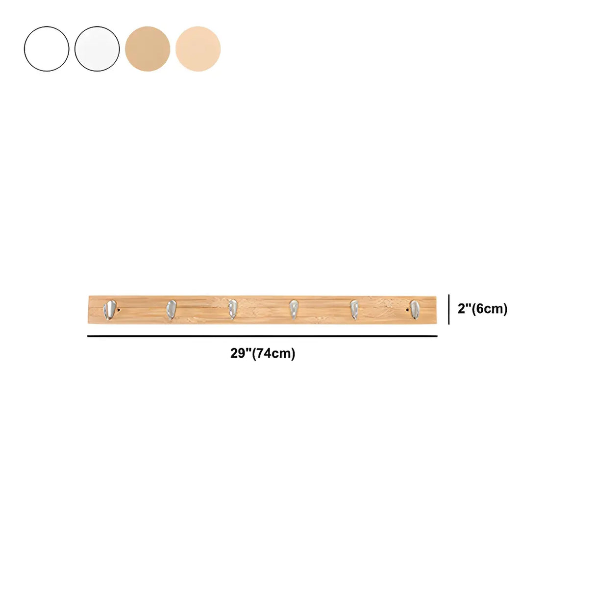 Rectangular Bamboo Wood Wall-Mounted Coat Rack with Hooks Image - 79