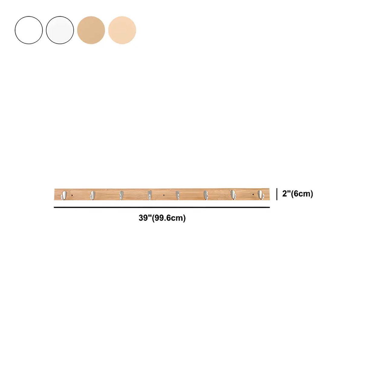 Rectangular Bamboo Wood Wall-Mounted Coat Rack with Hooks Image - 81