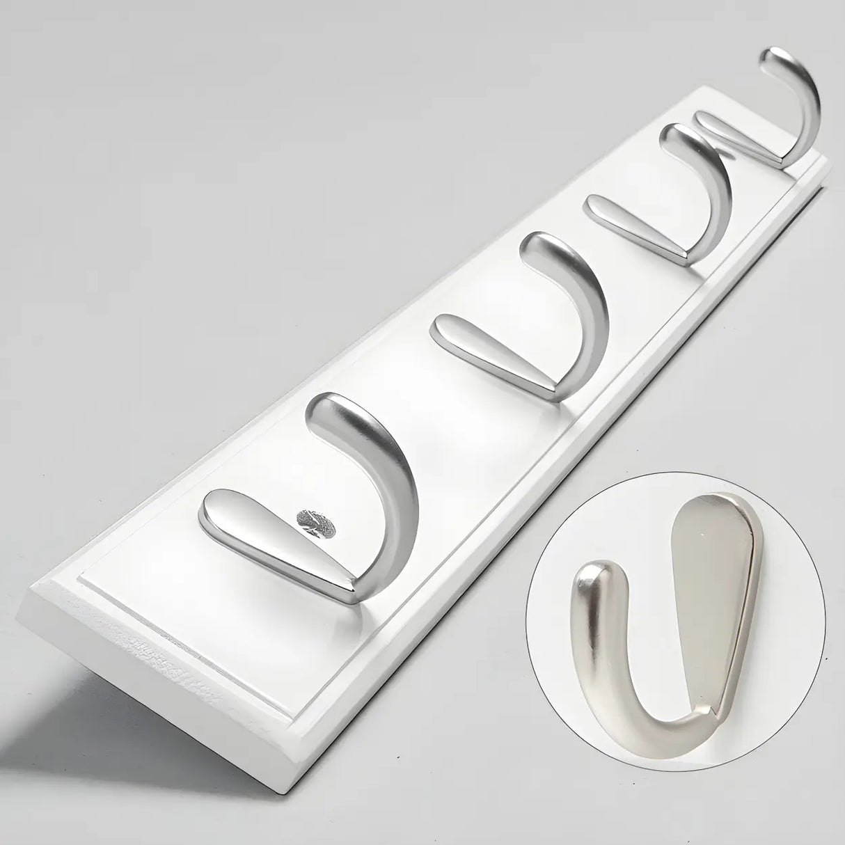 Rectangular Bamboo Wood Wall-Mounted Coat Rack with Hooks Image - 8