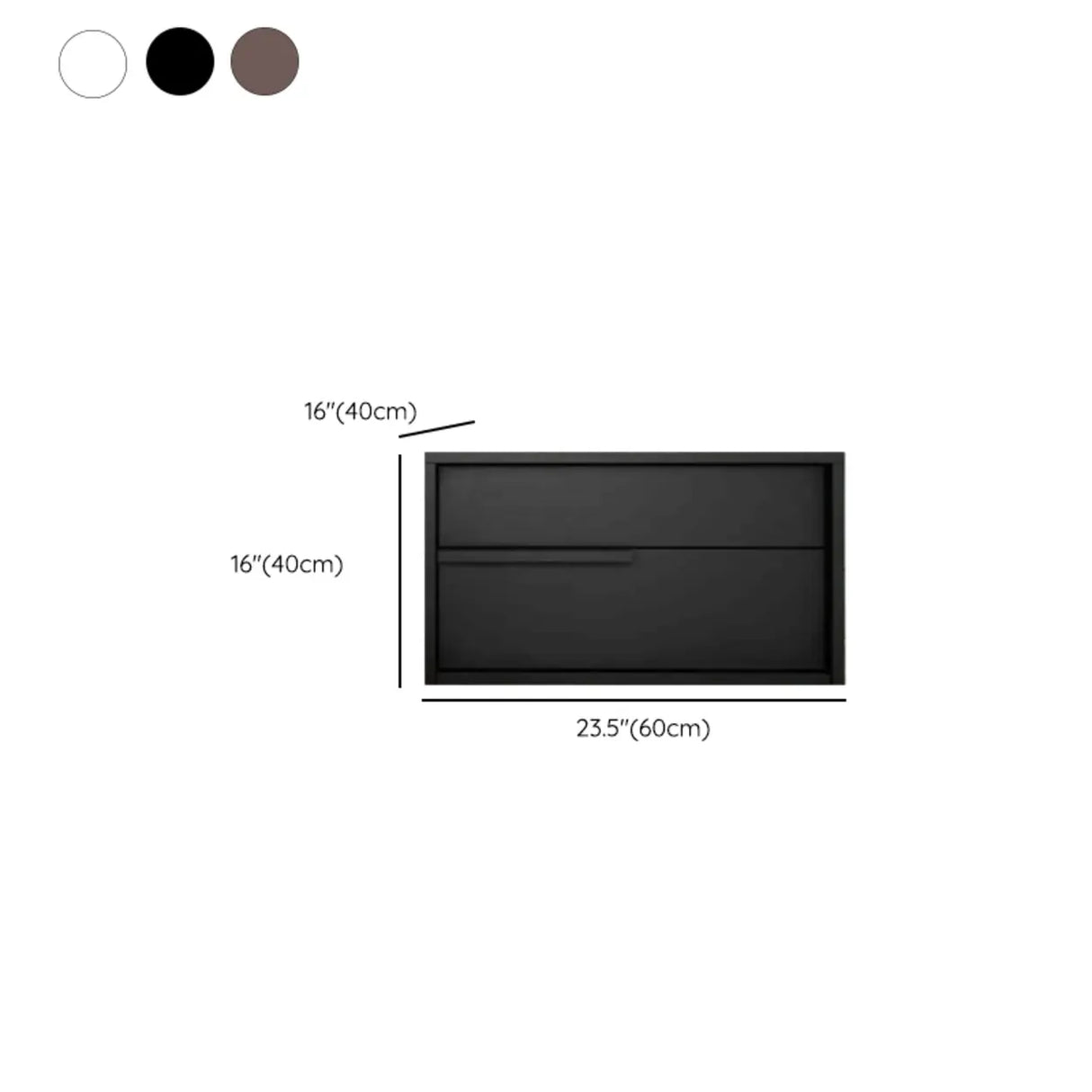 Rectangular Black Large Storage Wood Drawers Nightstand