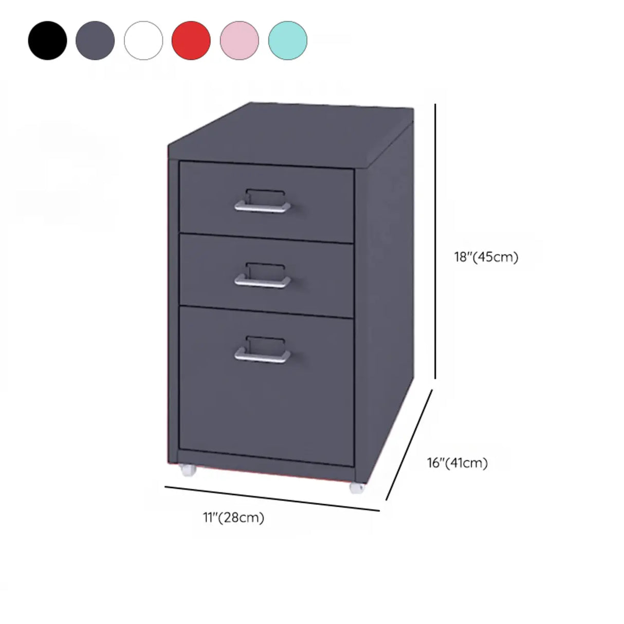 Rectangular Casters Metal Small Filing Cabinet Organizer