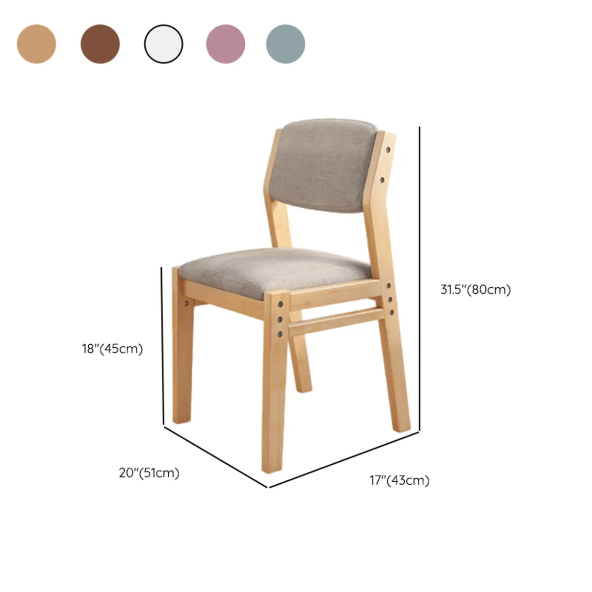 Rectangular Cotton Seat Wood Low Back Dining Chair