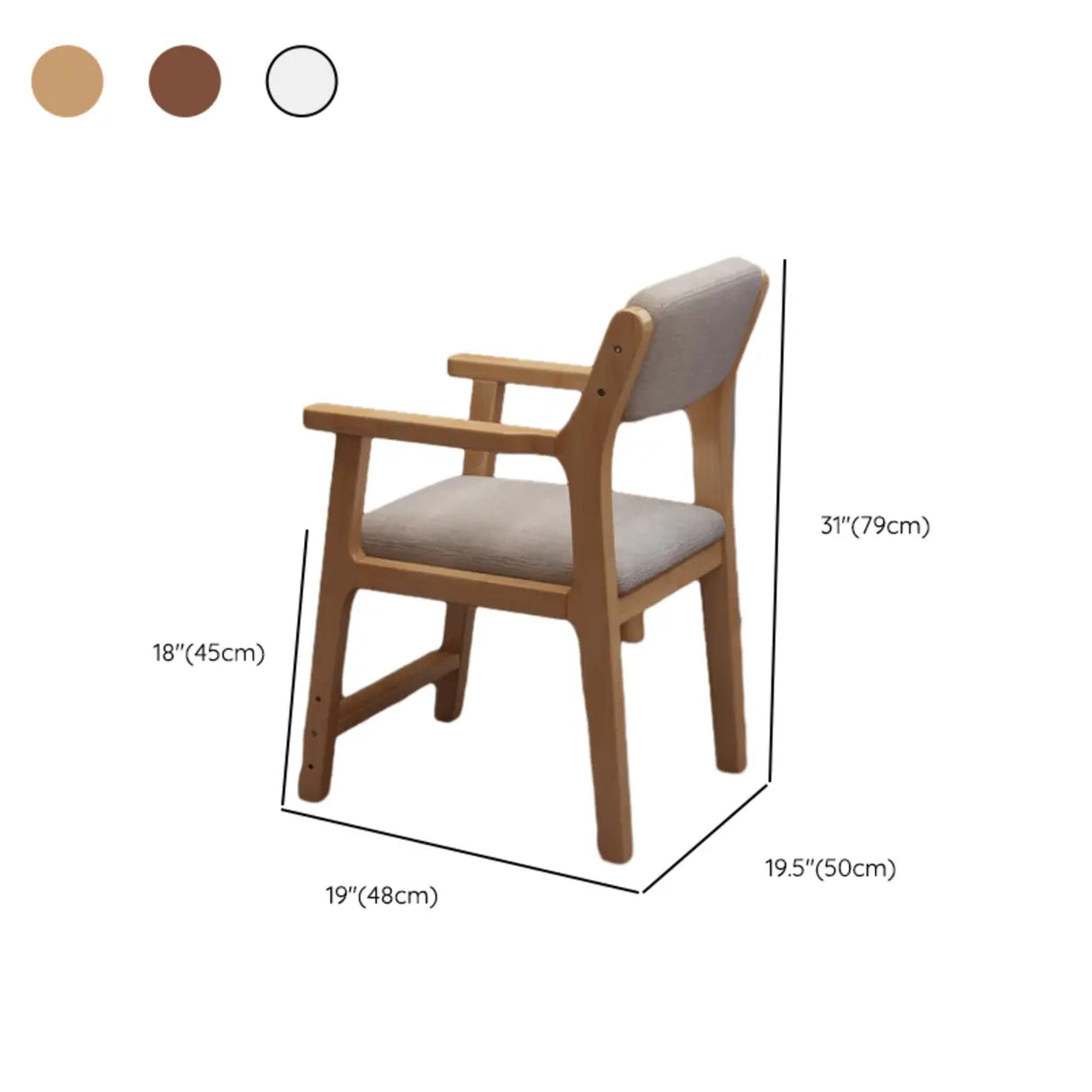 Rectangular Cotton Seat Wood Low Back Dining Chair Image - 16