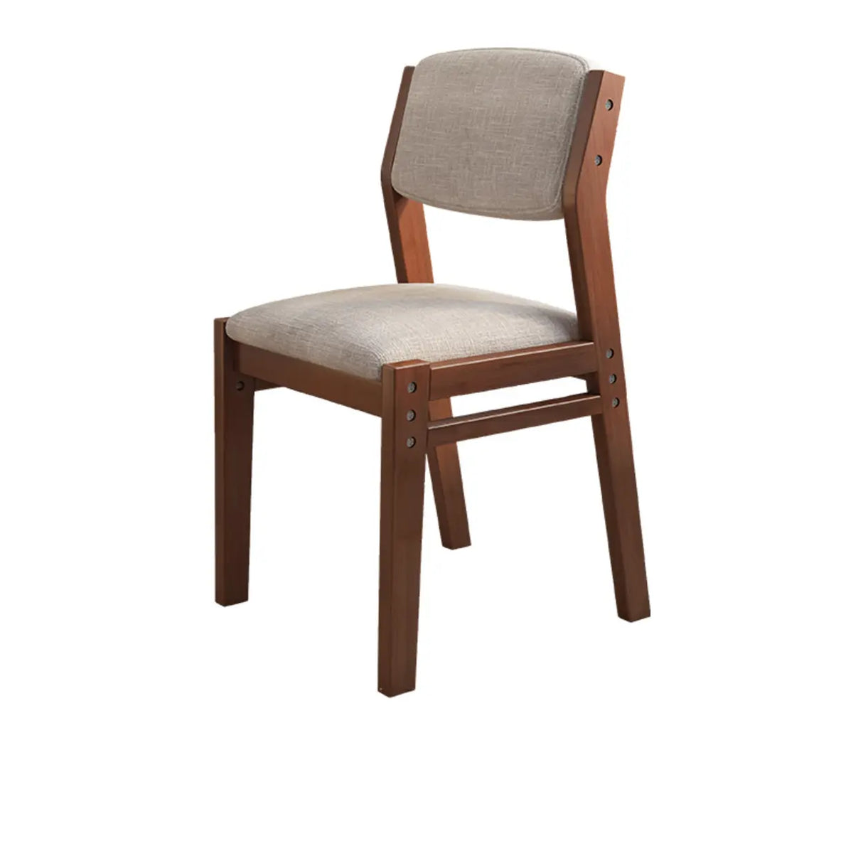 Rectangular Cotton Seat Wood Low Back Dining Chair Image - 2
