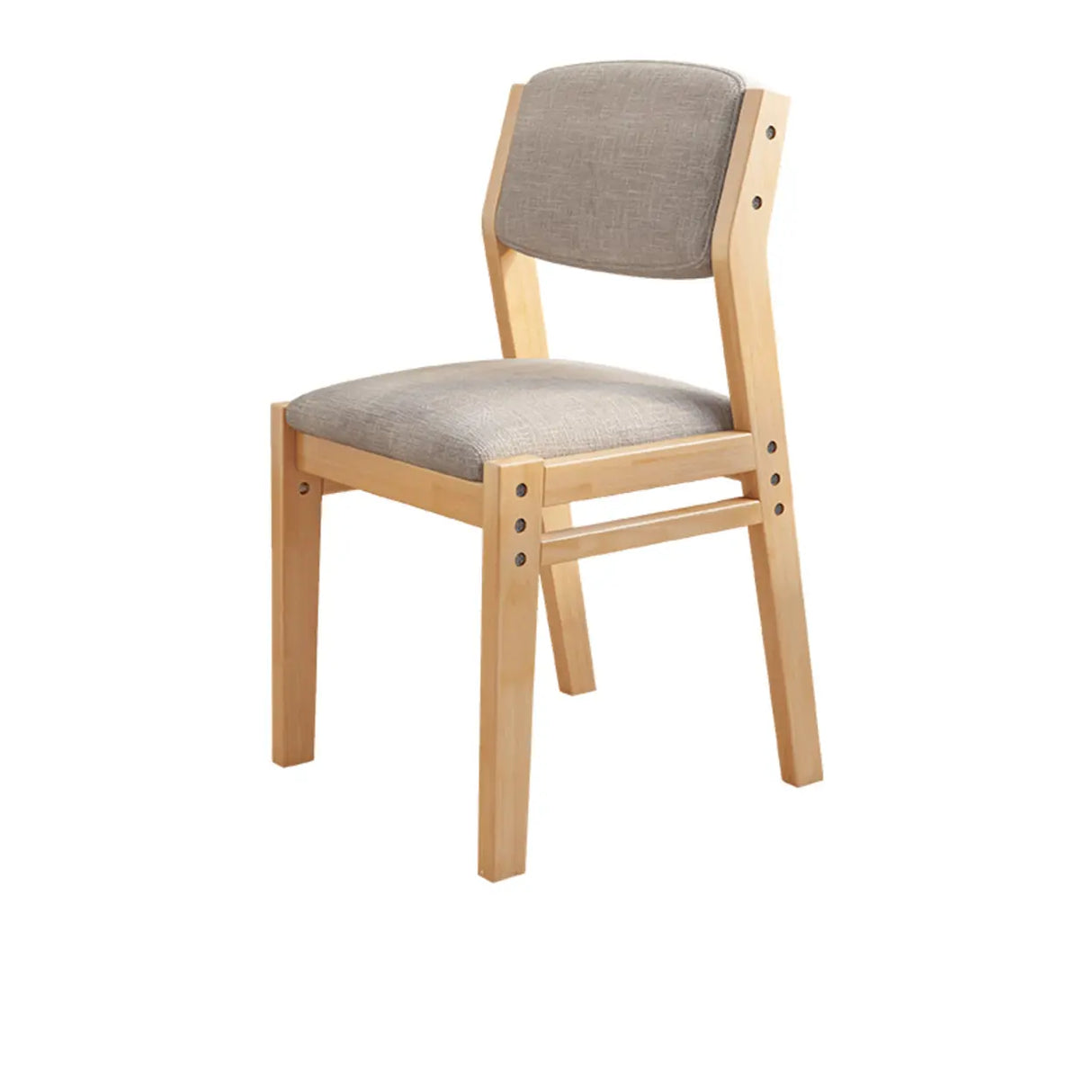 Rectangular Cotton Seat Wood Low Back Dining Chair Image - 3