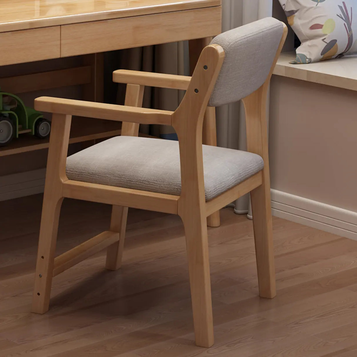 Rectangular Cotton Seat Wood Low Back Dining Chair Image - 8