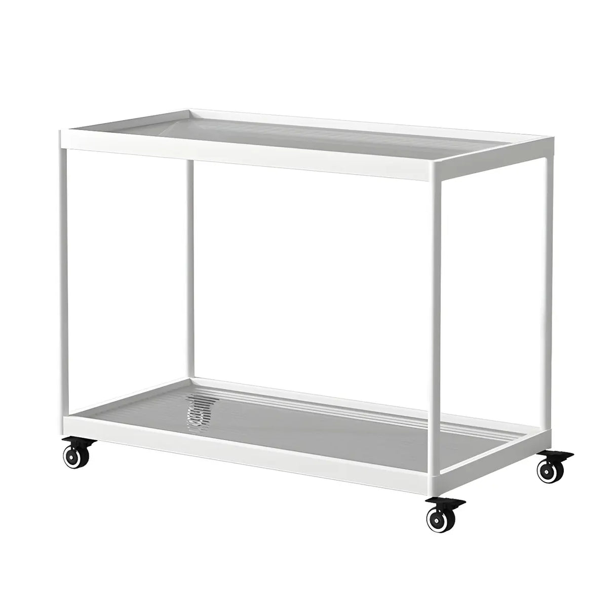 Rectangular Glass Gold Casters Side Table with Shelf Image - 39