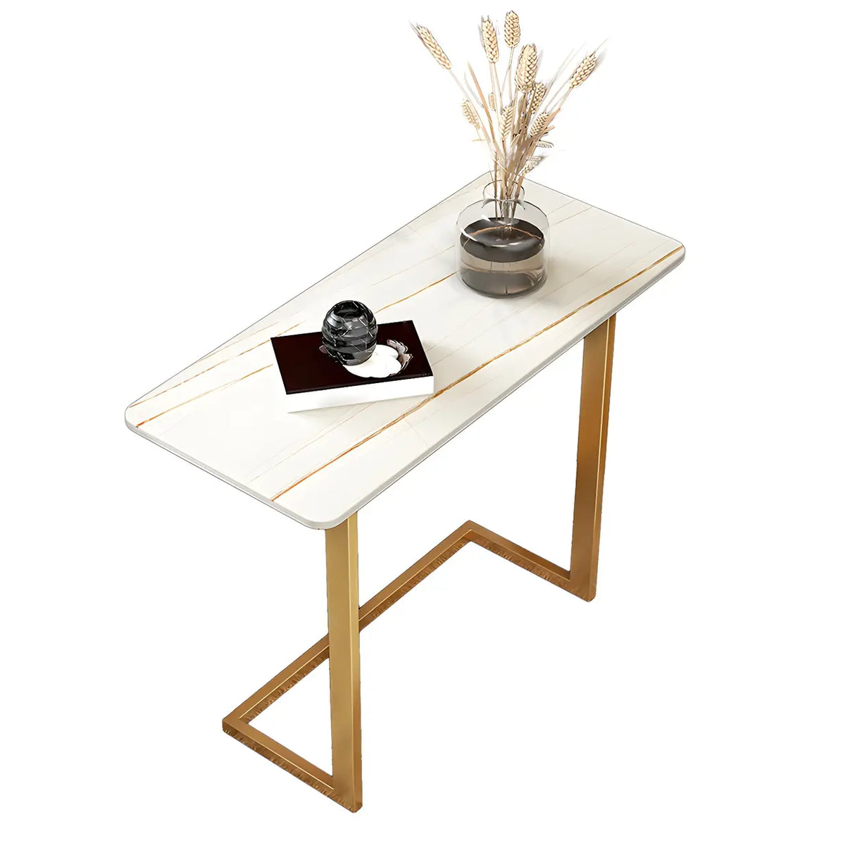 Rectangular Marble Gold Multi-Use C-Sahped Side Table Image - 10