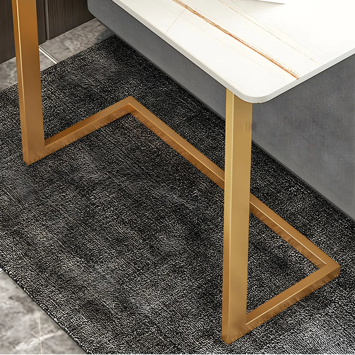 Rectangular Marble Gold Multi-Use C-Sahped Side Table Image - 13